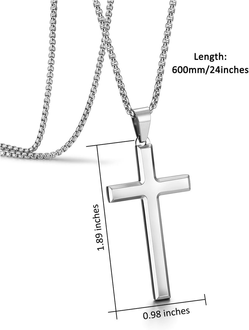 PiercingJ Cross Necklace Black Gold Silver Rotating Pendant Crucifix Necklaces For Him Men's Christmas Birthday Gift - Image 2
